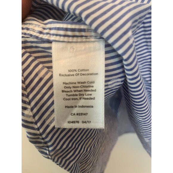 Talbots Women's Striped Polka Dot Long Sleeve Cotton Button‎ Down Blouse Size M - Picture 9 of 9